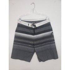 Hurley Phantom Mens Board Shorts Size 32 Black Gray Striped Swim Beach Resort