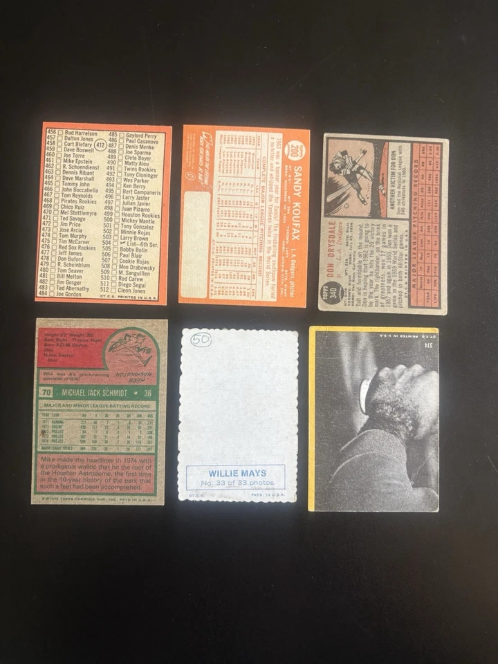 1958-75 Topps Mickey Mantle Sandy Koufax Willie Mays Hof Rc Lote (36) Aaron Snider Foto 3 de 4