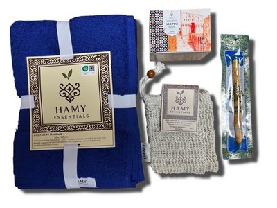HAMY Wellness Set  TRADITION S  Handtuch, Alepposeife, Sisalsäckchen und Miswak
