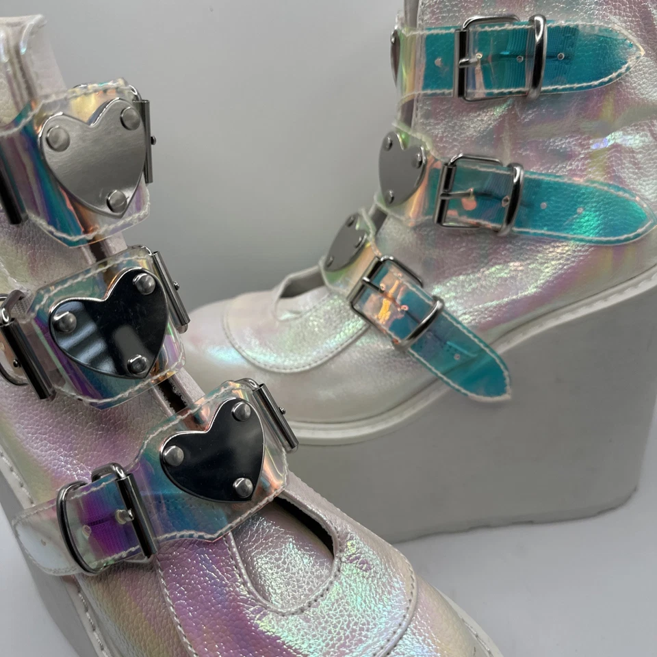 Botín NY DEMONIA Swing 105 Blanco Perla Efectos Coloridos Plataforma 9" Foto 2 de 4