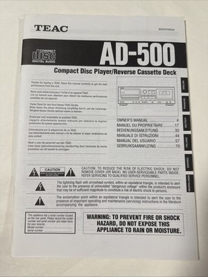 OEM VintageService Manual Guide For Teac AD-500