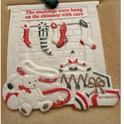 New Wedgwood Stockings Were Hung  Santa Christmas Ornament White Jasper