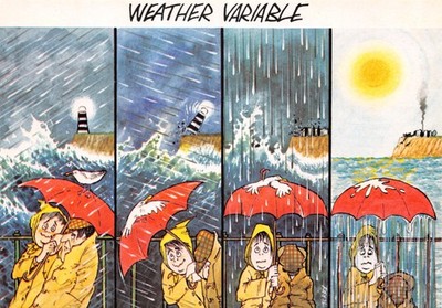 BAMFORTH COMIC POSTKARTE SCHLECHTES WETTER KONTINENTALE GRÖSSE SEHR GUT POSTFRISCH