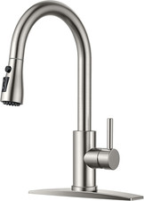 Brushed Nickel Kitchen Bar Faucet Pull Down Sprayer High Arc Single Handle RV