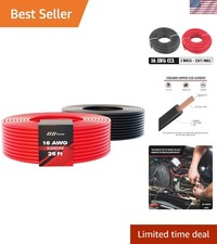 50ft CCA 16 Gauge Wire Automotive, 25ft Red 25ft Black, 16 AWG 12v, Speaker...