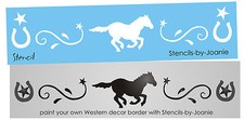 Running Horse Stencil Farm Country Swirl Star Horseshoe Cowboy Border DIY Signs