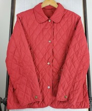 BARBOUR Size 10US Daphne Womens Red Diamond Quilted Snap Front Field Jacket Coat