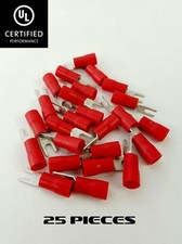 8 GAUGE VINYL SPADE 8 RED 25 PK CRIMP TERMINAL CONNECTOR AWG GA CAR FORK UL US
