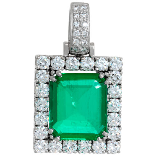 AGL Certified, Colombian Emerald Cut Emerald & Dia