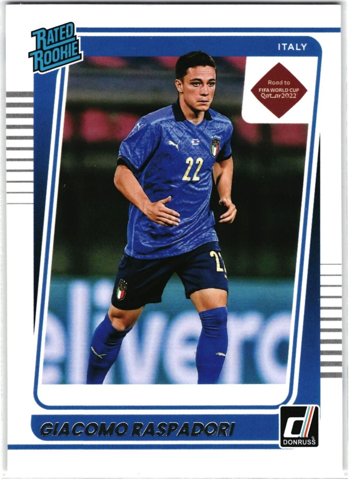 2021-2022 Donruss Soccer Giacomo Raspadori Rated Rookie Italy #187