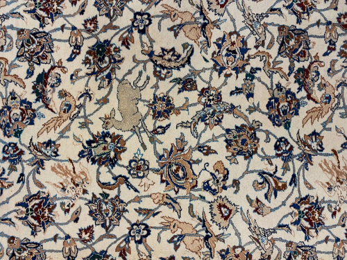 Hand Knotted Nain Exclusive Deer Birds Wool Silk Oriental Area Rug 5'4" x 8'6" - Picture 6 of 11