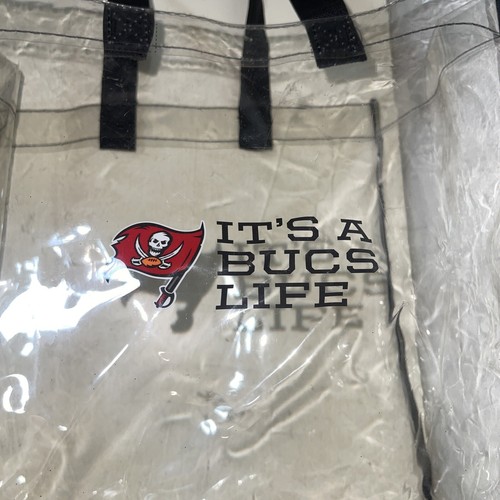 Tampa Bay Buccaneers It’s a Bucs Life Clear Reusable Plastic Tote Bag Purse 12” - Picture 2 of 4
