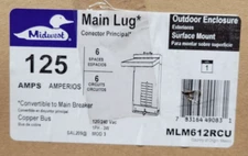Midwest MLM612RCU 125a 120/240v 1ph 3w Nema 3 Main Lug Surface Mount Brand New