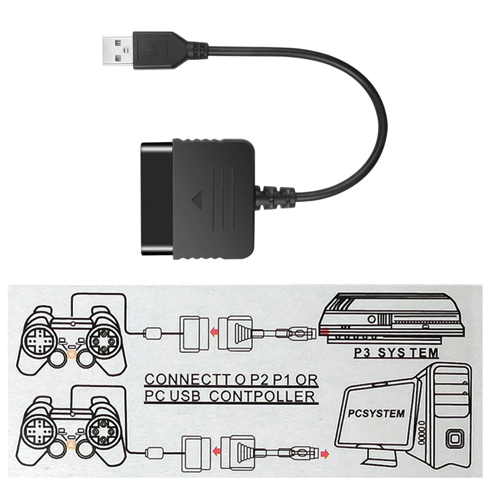 For PS PS2 Game Pad Controller Female to PS3 PC Standard Male USB Adapter Cable - Image 2 of 4