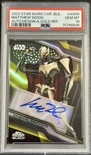 2022 Chrome Black Star Wars Matthew Wood Auto Gold /50 General Grievous PSA 10