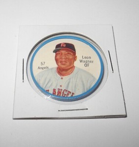 1962 Salada Baseball Pin Coin #57 Leon Wagner Los Angeles Angels RED BUTTONS