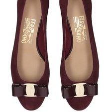 875 Salvatore Ferragamo Vara Bow Pump Bordeaux Suede NIB 8/8.5/9/9.5/10 B