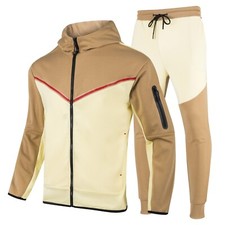 Men  s Tracksuits Sweatsuits Men Hooded Long Sleeve Full-Zip 2 Piece Warm Suit