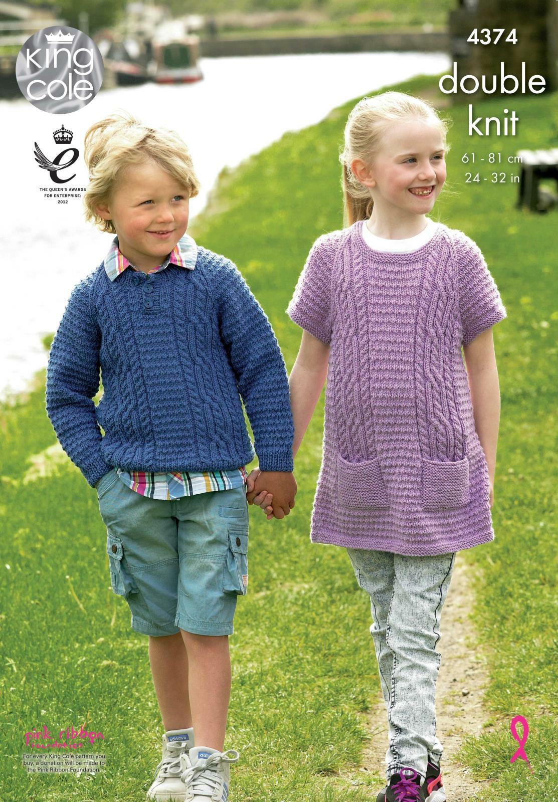 King Cole 4374 Knitting Pattern Sweater and Tunic in King Cole Merino DK