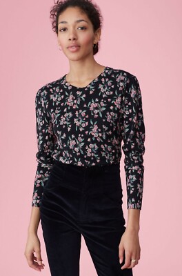 Rebecca Taylor Tilda Floral 100% Wool Pullover Sweater Size Small