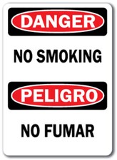 Danger Sign - No Smoking Bilingual - 10" x 14" OSHA Safety Sign