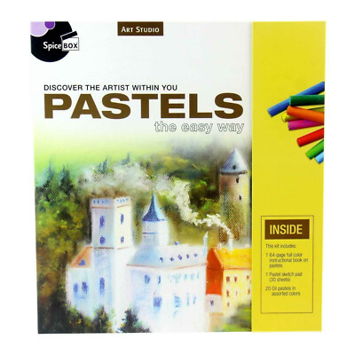 SpiceBox Art Drawing Kit: 20 Oil Pastels + Sketch Pad + Full Instructions Book