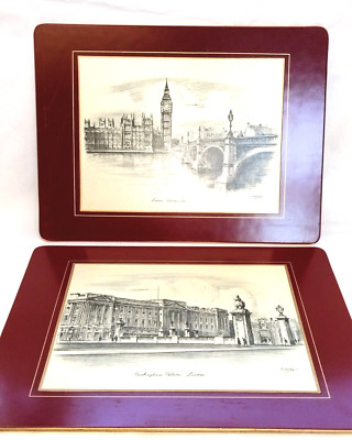 Vntg. Lady Clare- London Hardboard Placemats- Buckingham Palace & Westminster, 