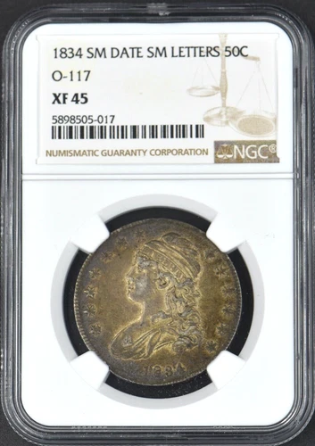 1834 CAPPED BUST HALF DOLLAR - NGC 0-117 XF 45