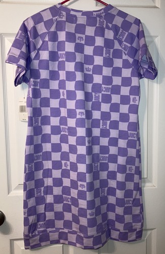 NWT Juicy Couture Lilac Sky Check T-Shirt Dress L SR$60 - Picture 3 of 6