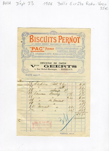 Dépt 33 - Bordeaux 5 Rue Michel Montaigne - Belle Entête d'une Epicerie de 1906 - 第 1/2 張圖片