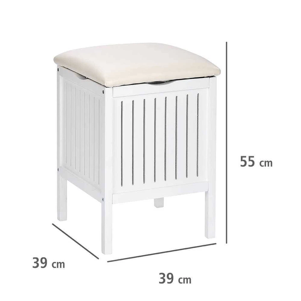 Badhocker mit Stauraum OSLO, weiß, im skandinavischen Stil, Wäschekorb, WENKO - Bild 4 von 4