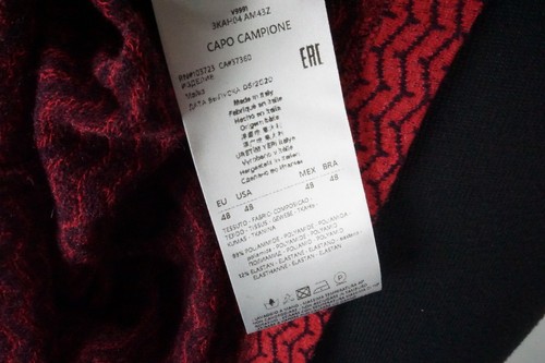 Giorgio Armani Black Label Red Black Woven Polyamide Blend T Shirt 48 NEW - Picture 5 of 5