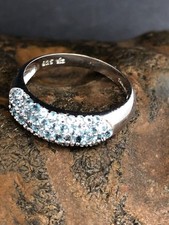 PAVE of GENUINE BLUE TOPAZ set in .925 STERLING SILVER RING FREE SHIPPING  
