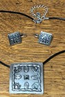 SQUARE METAL NECKLACE PIERCED EARRINGS SET WESTERN STYLE — photo 2