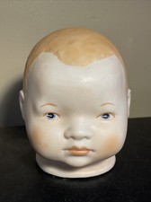 Bisque Doll Head Painted Blue Eyes 4.25