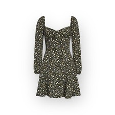 NWT Reformation Mochi Long Sleeve Floral Mini Dress Size 8 Esprirt Black & White