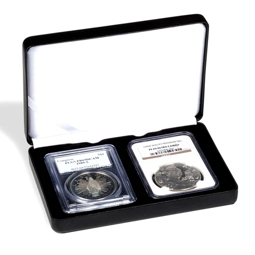 Black Leatherette for Two 2 Slabs PCGS, NGC, ANACS up to 2 1/2 x 3 3/8"