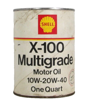 SHELL X-100 Multigrade motor oil VINTAGE 1 quart can 10W-20W-40 NEW NEVER OPENED
