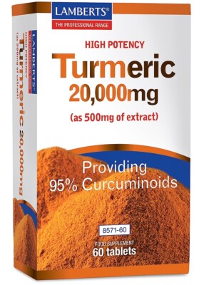 Lamberts Turmeric 20,000mg as 500mg extract Tablets (60) BBE 10/2027