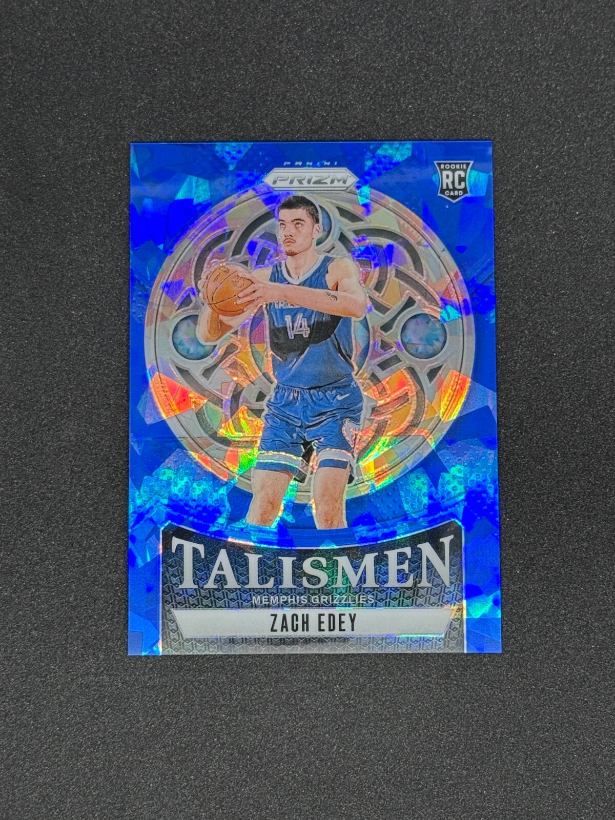 2024-25 Panini Prizm Talismen Zach Edey #21 /125 BLUE ICE RC ROOKIE