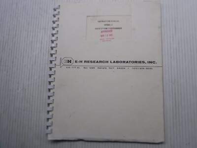 EH Research Laboratories Inc Model 4 NMOS EP ROM Programmer Manual 0148-07718
