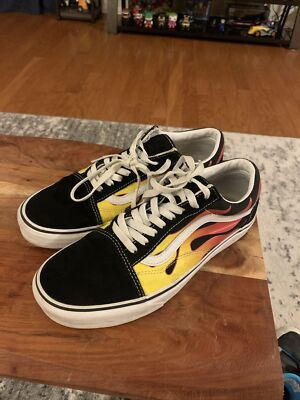 Vans Shoes Women Sz 9.5 Men 11.0 Low Skate Fire flame