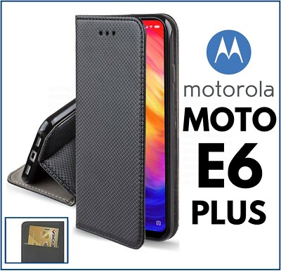 BOOK WALLET CASE for MOTOROLA MOTO E6 PLUS LEATHER FLIP COVER AND 6+