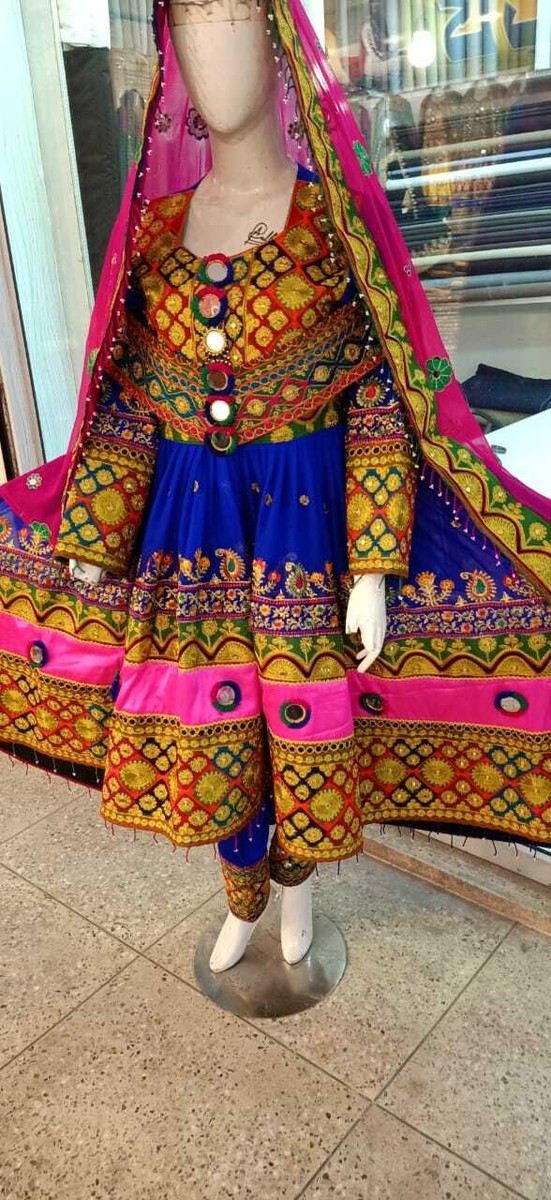 pink afghani dress AFGHAN DRESS, THREE Pieces kuchi long pink Dress With coins ,