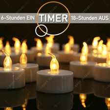 12er LED Teelichter mit Timer 6 Stunden flack...