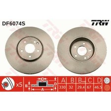 TRW 2x Bremsscheibe vorne 330 belüftet für Mercedes-Benz CLK C208 SLK