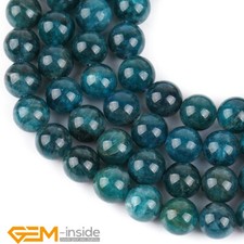 Natural Gemstone Blue Apatite Round Loose Beads For Jewelry Making Strand 15"