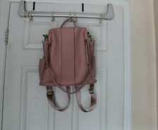 S Zone Pink Cowhide Leather Backpack With Extra Shoulder Strap Euct