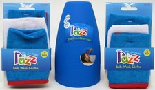 RAZZ Baby Tub Time Fun Bath Rinse Cup 6 Wash Cloths Blue Toddler Kid BPA Free