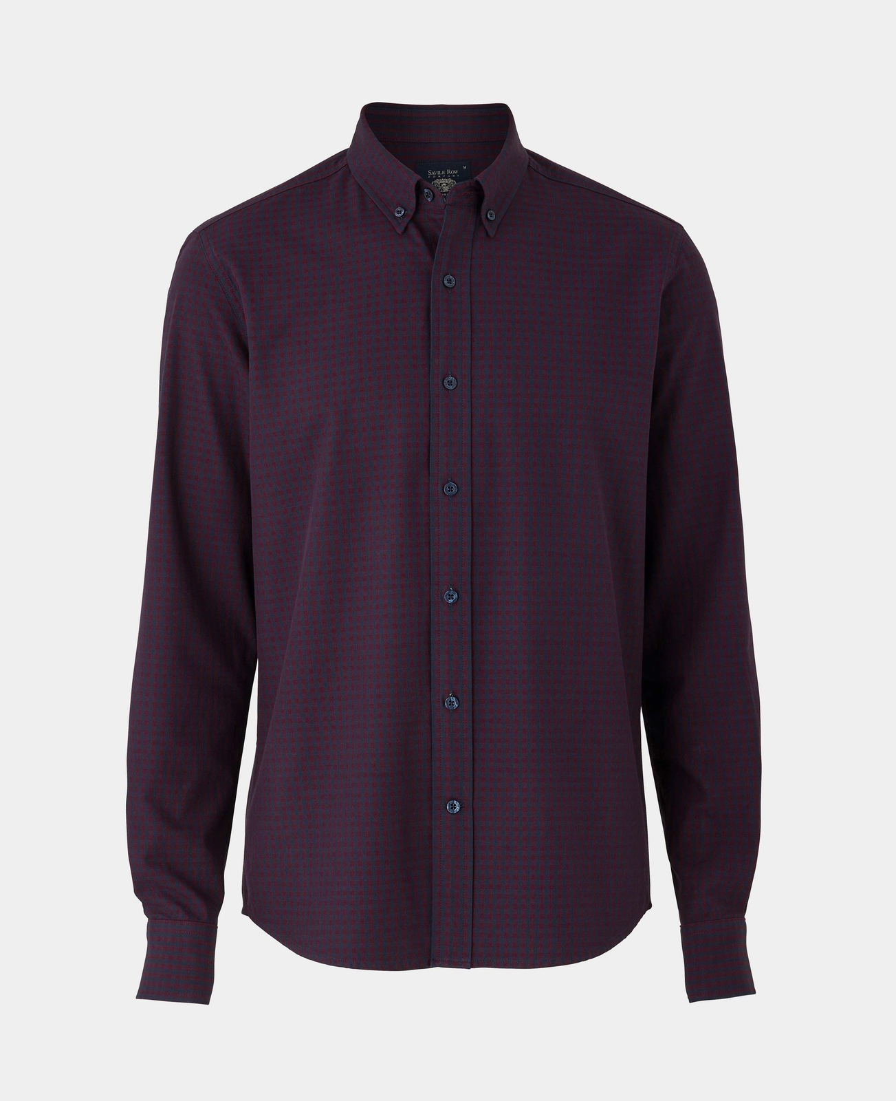 FILA Camicia Oxford da uomo Savile Row Company slim fit blu navy gingham manica lunga cotone